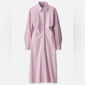 Uniqlo U Lavender Long Sleeve Button Down Midi Dress